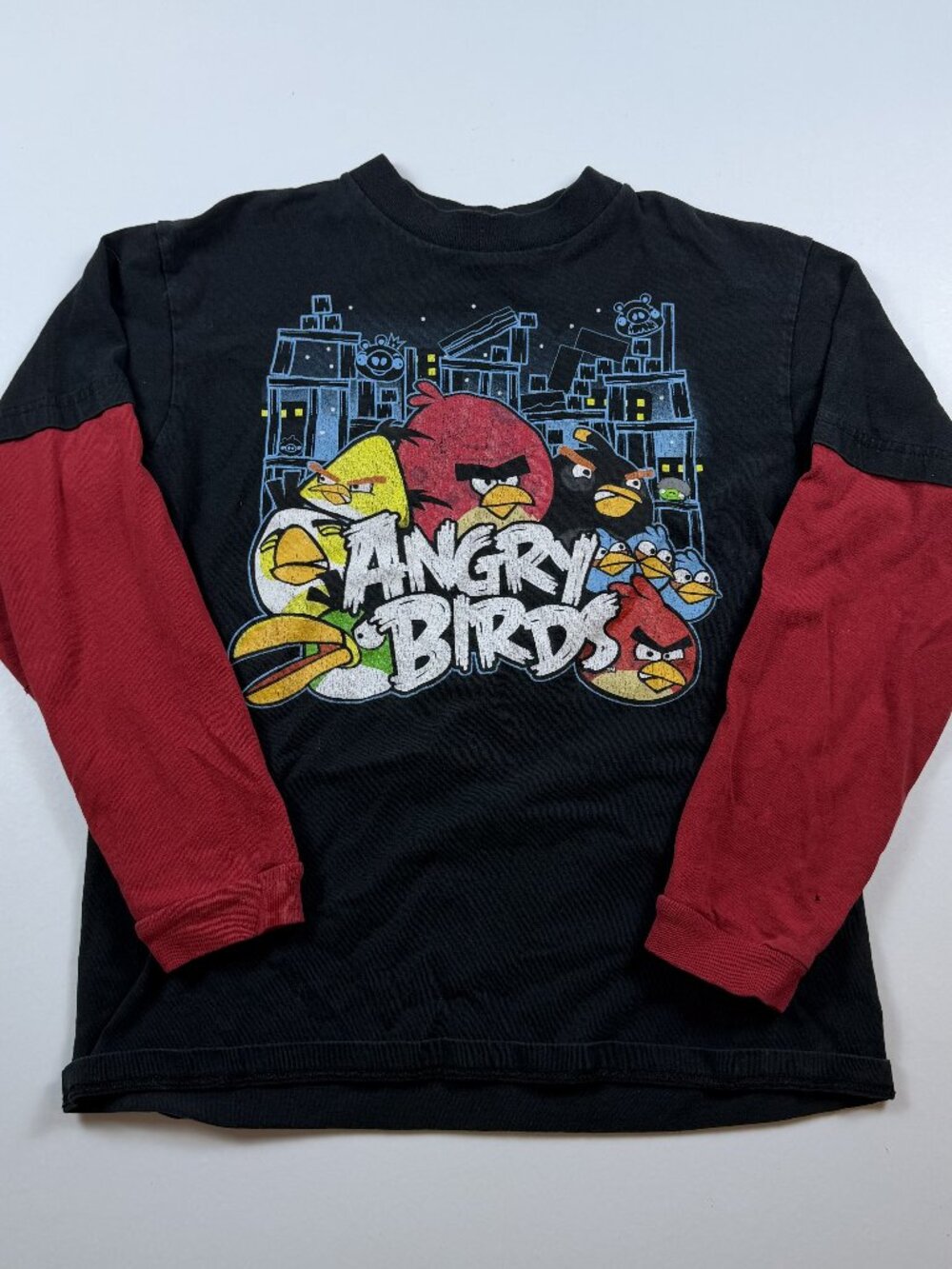 ANGRY BIRDS Fifth Sun 100% Cotton Red Long Sleeve T Shirt Youth Large